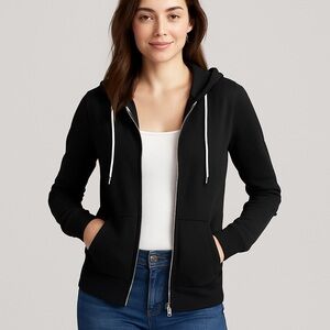 Victoria’s Secret PINK Zip Up Black Cotton Hoodie S